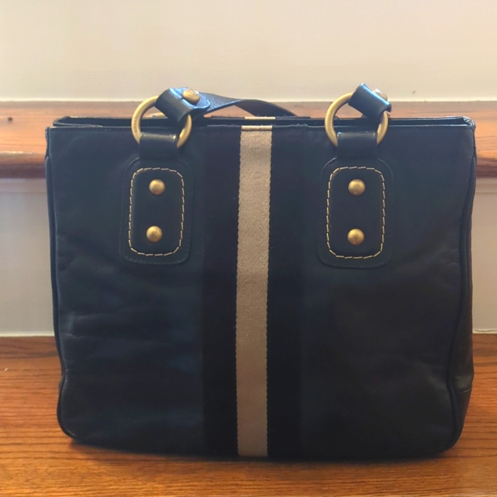 Bally Vintage Black Leather Tote Bag Classic Gold Hardware Clean Inside